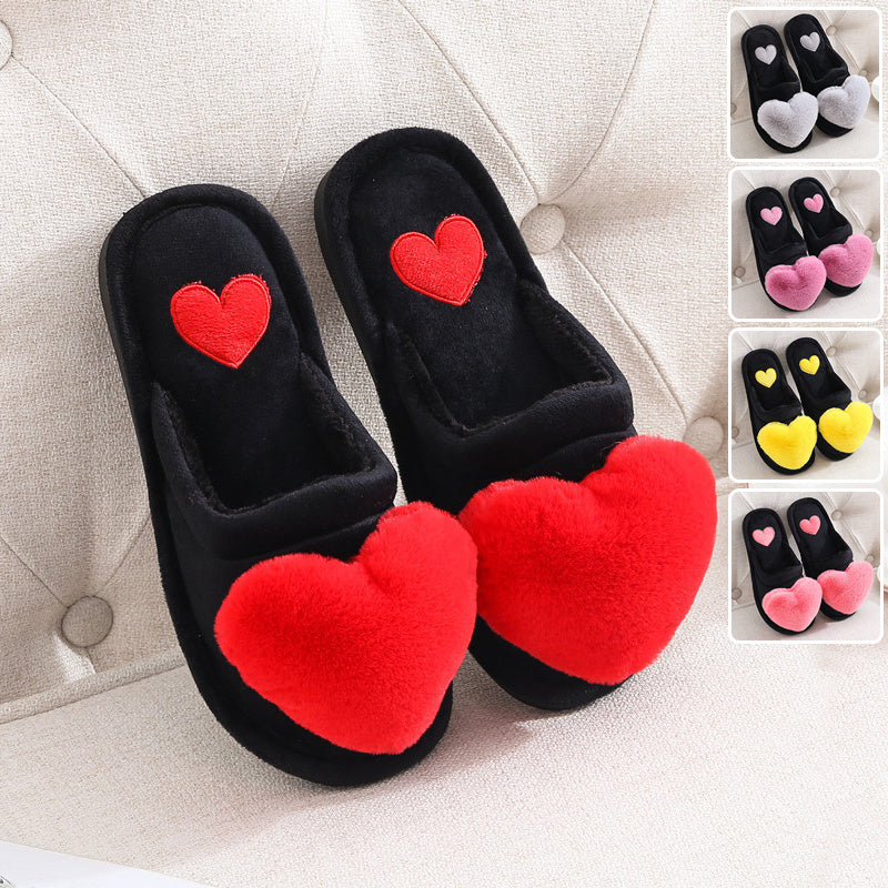 Cute Love Slipper Winter Warm Fluffy Shoes Home Slippers For Valentine's Day