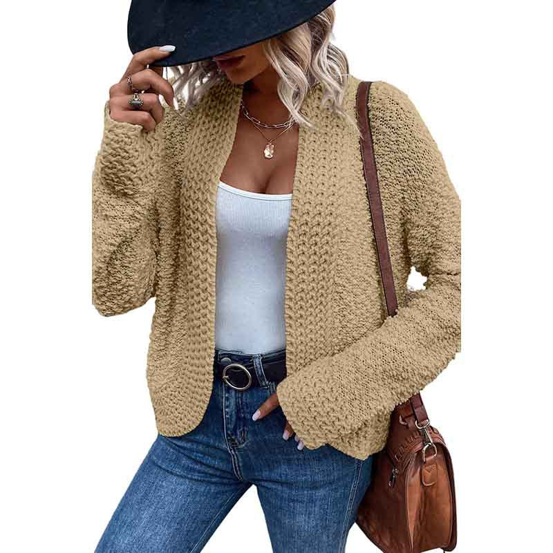 Simple Solid Color Outerwear Knitwear For Women