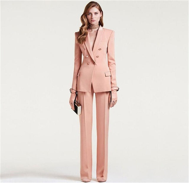 Lady Women Suits Set Spring And Autumn White Peak Lapel