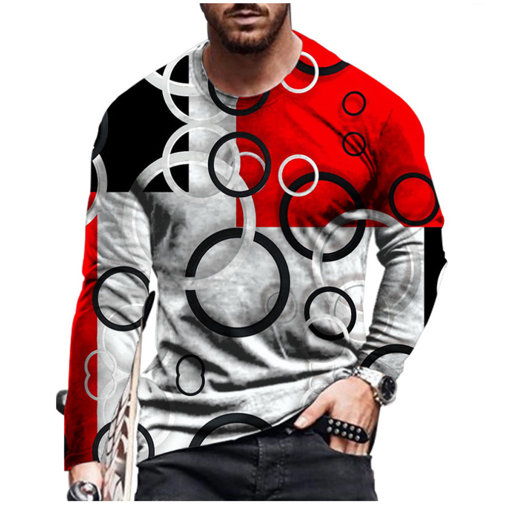 Square Men's Long Sleeve T-Shirt 3D Digital Printing