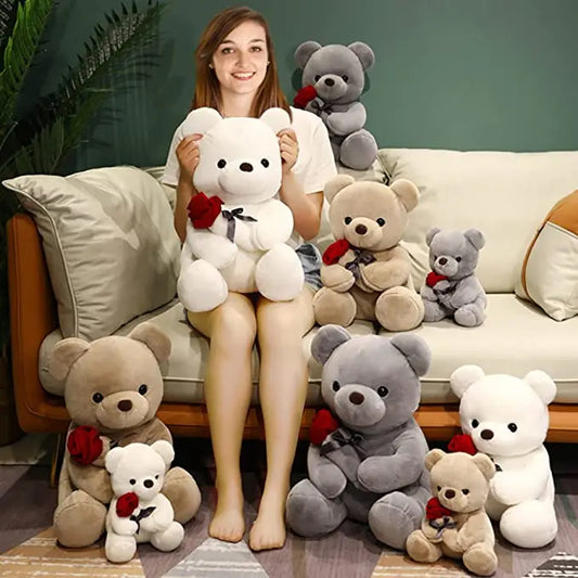 23-45 cm Neue Schöne Umarmung Rosen Teddybär Plüsch Kissen Gefüllte Weiche Tier Puppen Schönes Geburtstagsgeschenk Freundin Valentinstag