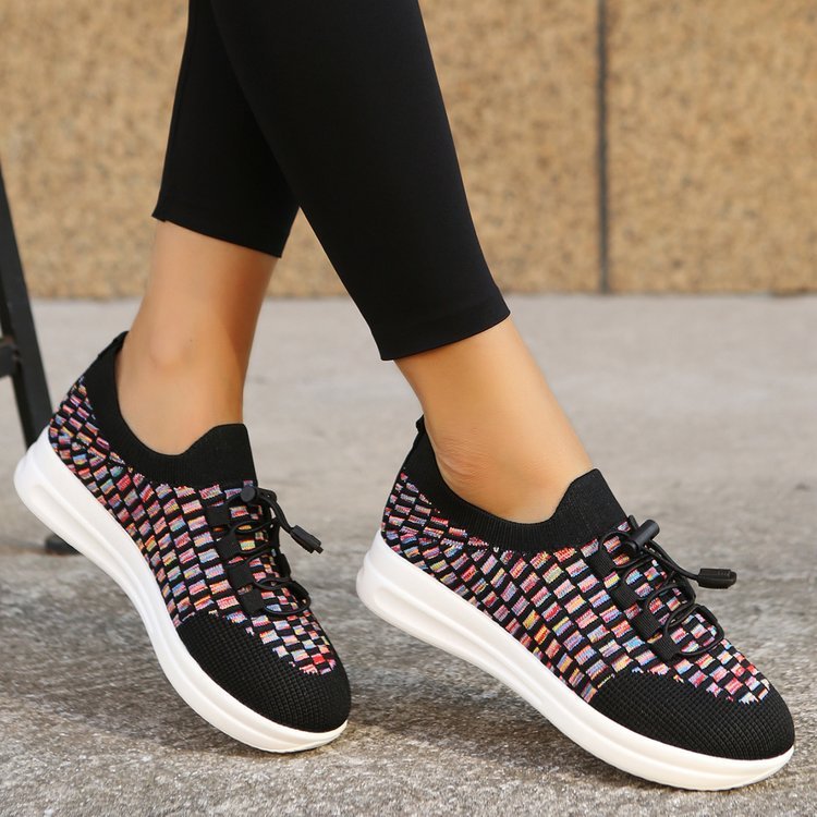 Casual Fashion Running Shoes Flying Woven Women's Breathable Shoes