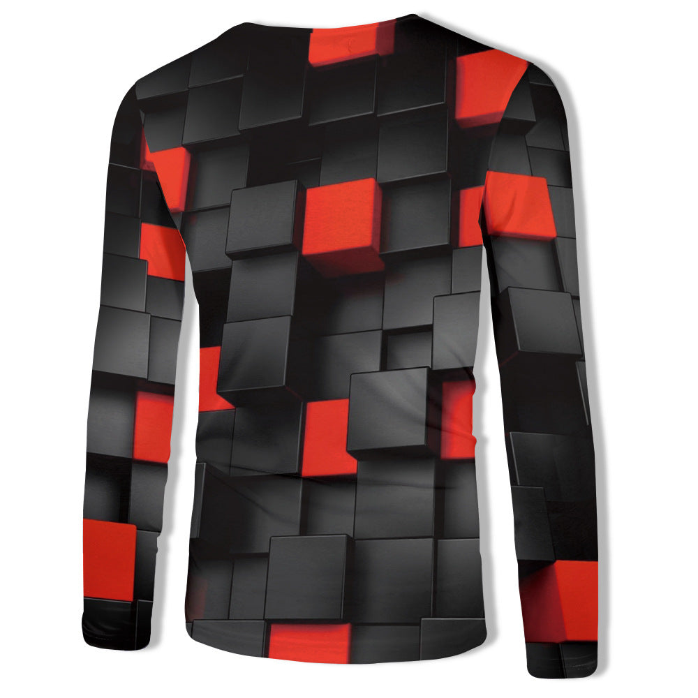 Square Men's Long Sleeve T-Shirt 3D Digital Printing