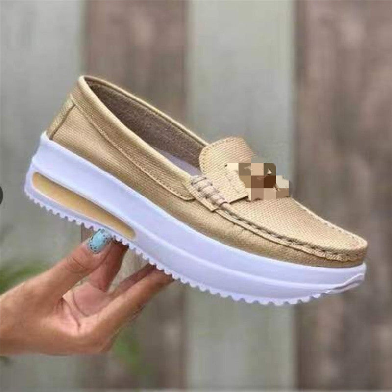 Pure Color Low-top Casual Round Toe Platform Shoes