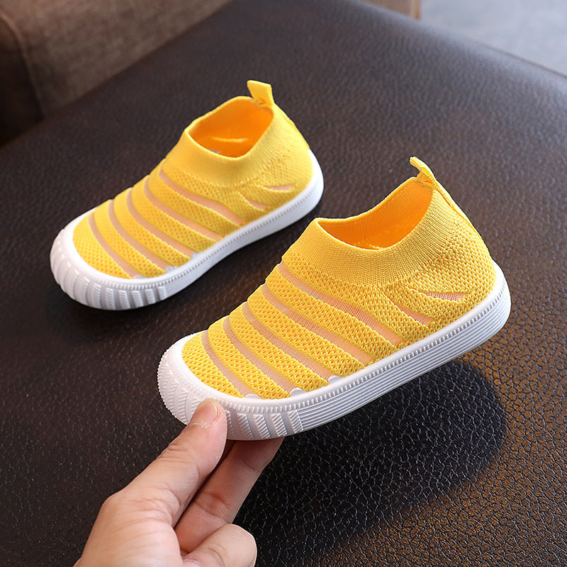 Spring And Autumn Sports Boys' Flying Woven Fabric Mesh Surface Shoes