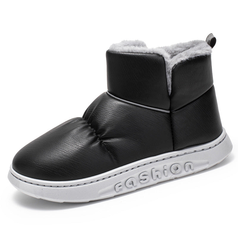 Winter Fleece-lined Warm Bread Shoes High-top Leather Men's Casual