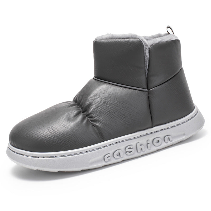 Winter Fleece-lined Warm Bread Shoes High-top Leather Men's Casual