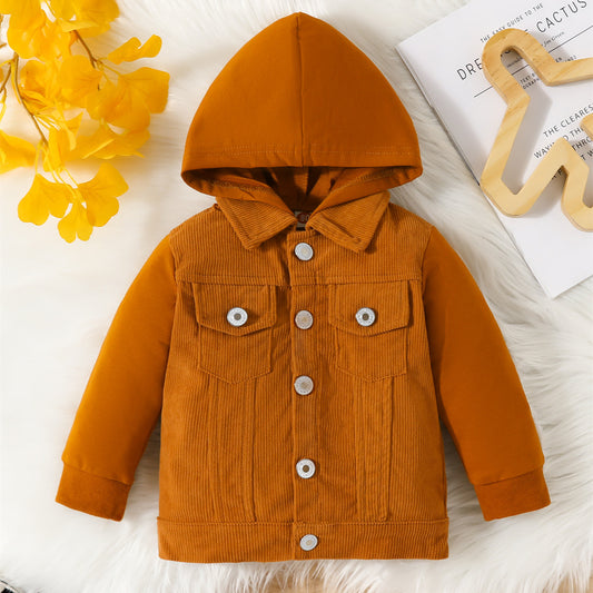 Boys' Corduroy Long-sleeved Double-Pocket Jacket