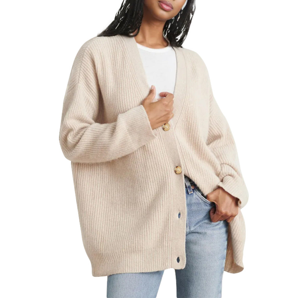 Popular Solid Color Cardigan Sweater Coat For Women