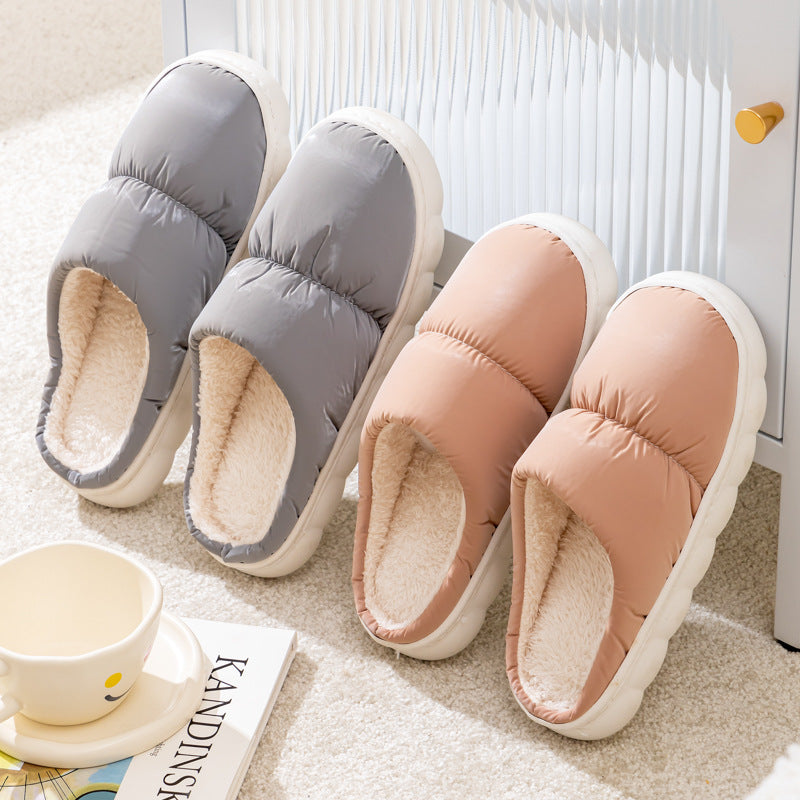 New Down Cotton Slippers Women Couple Winter Fashion Indoor Thick-soled Non-slip House Shoes Warm Floor Plush Slippers For Men