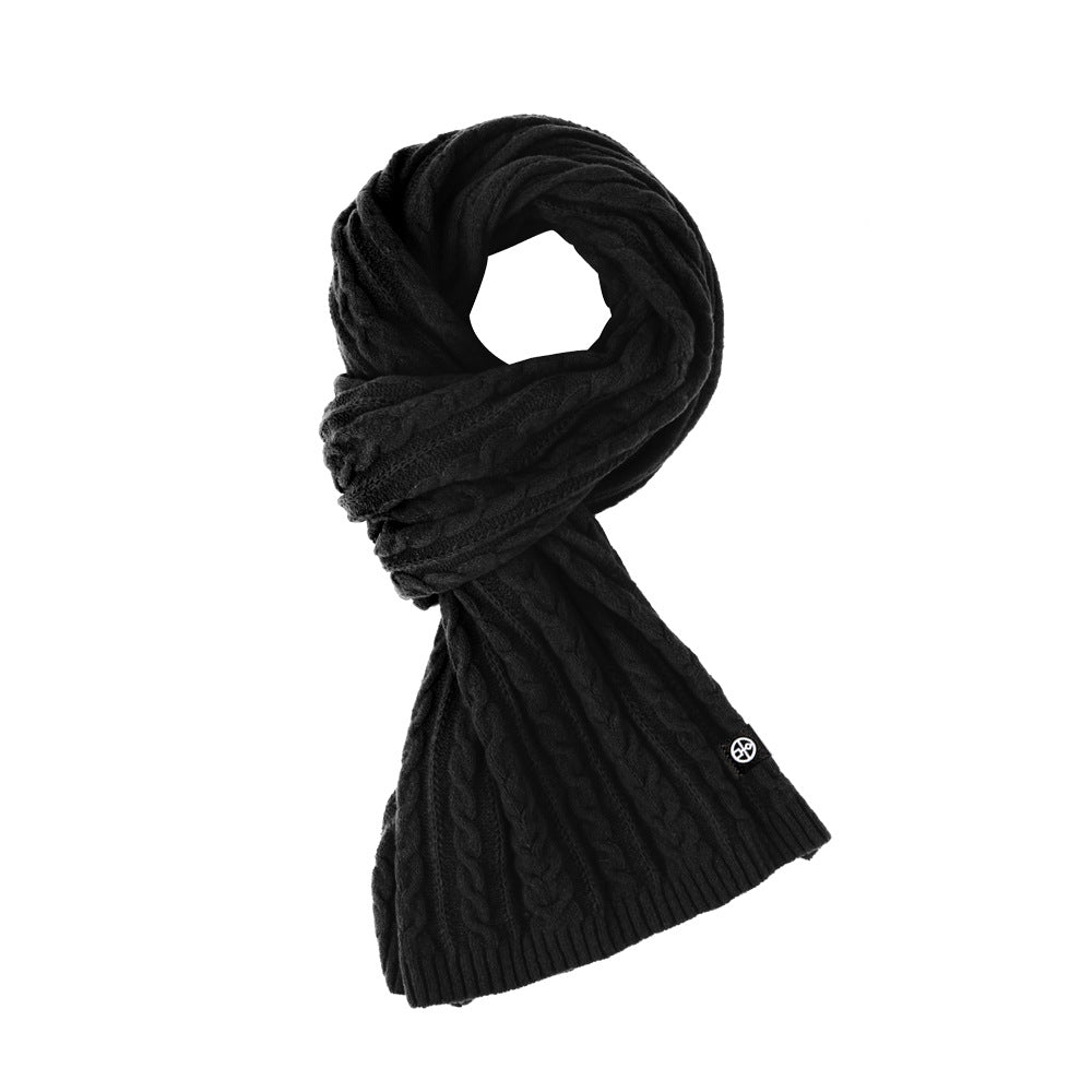 Solid Color Scarf For Women Winter Warm Fashion Versatile  Shawl Korean Style Sweet Knitted Woolen Long Scarf