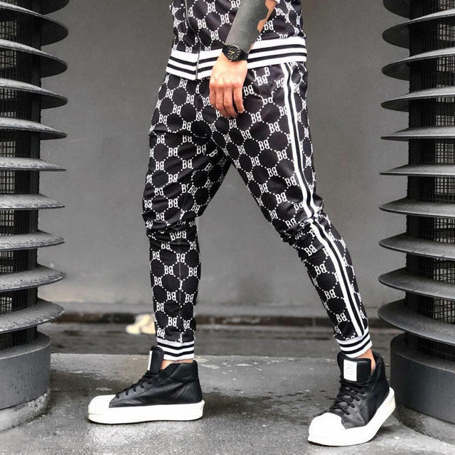 Sports Striped Sweatpants Men's Youth Casual Plaid Pants