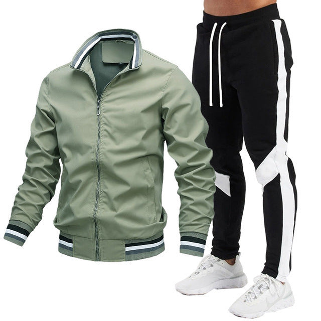 Street Running Sports Teen Jacke Stitching Printing Jogginghose Anzug