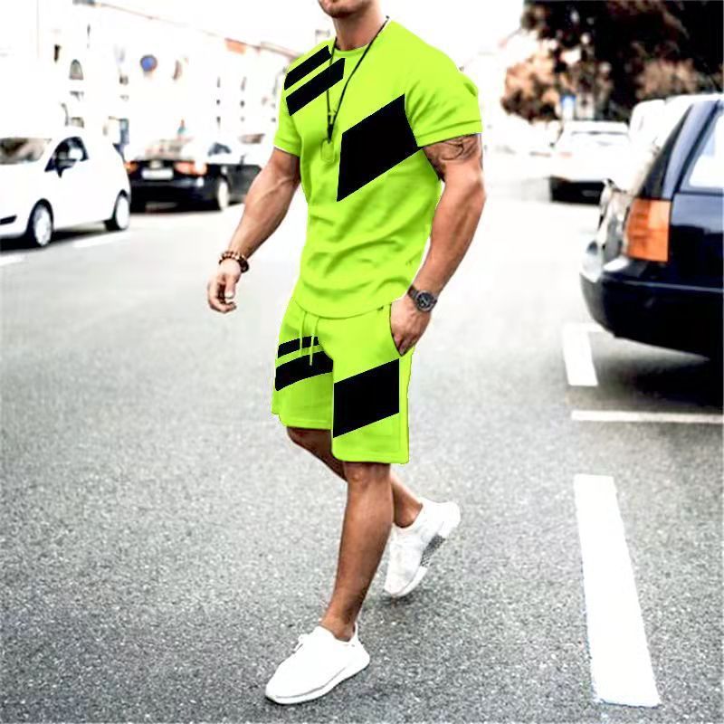 Men's Loose Fashion Casual Round Neck T-shirt Two-piece Set Product information: Fabric name: Polyester Main fabric composition: acetate fiber Size: XXS,XS,S,M,L,XL,XXL,XXL,XXXXL,5XL,6XL Suitable season: Summer Style: Casul Size: Note: 1. Asian sizes are