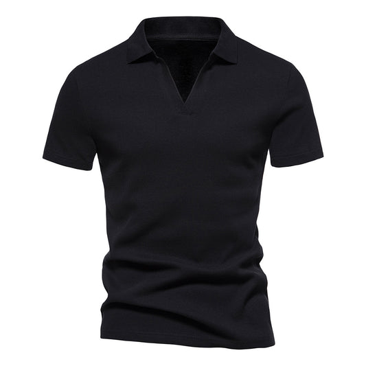 Henley Shirt Men's Short-sleeved T-shirt Henry Collar American Retro Men's Workout Top