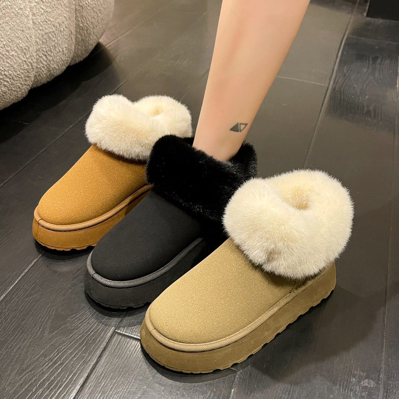 Korean Version Round Toe Slip-on Short Snow Boots