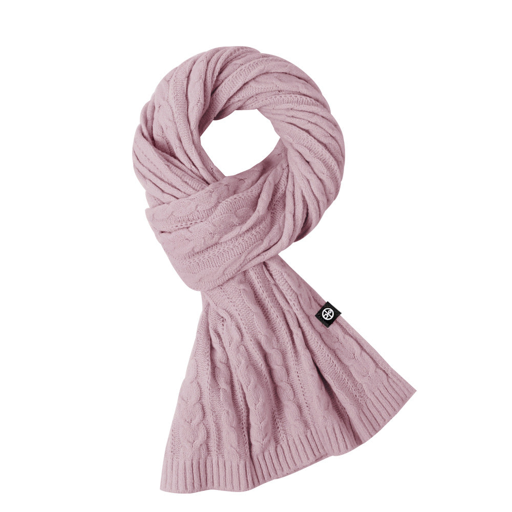 Solid Color Scarf For Women Winter Warm Fashion Versatile  Shawl Korean Style Sweet Knitted Woolen Long Scarf