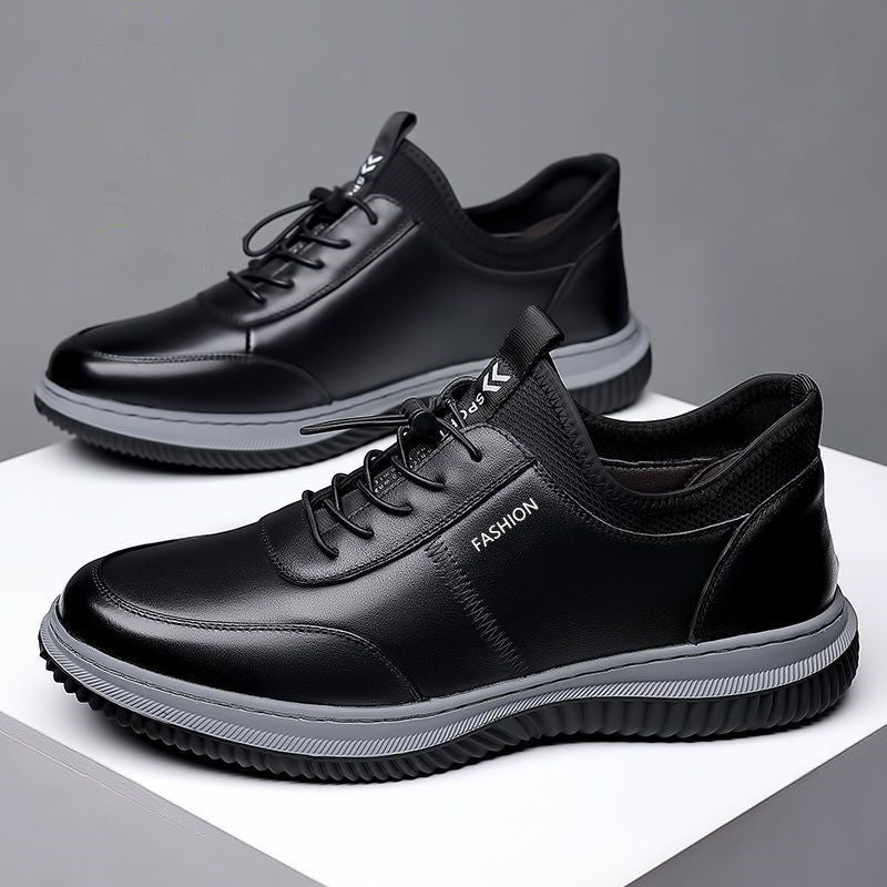 Men's Casual Leather Shoes Breathable Soft Bottom Soft Surface Board Shoes