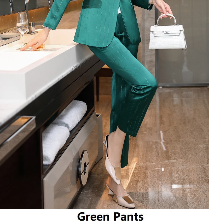 Acetate Satin Suit Professional Women's Pants Suit Small Suit