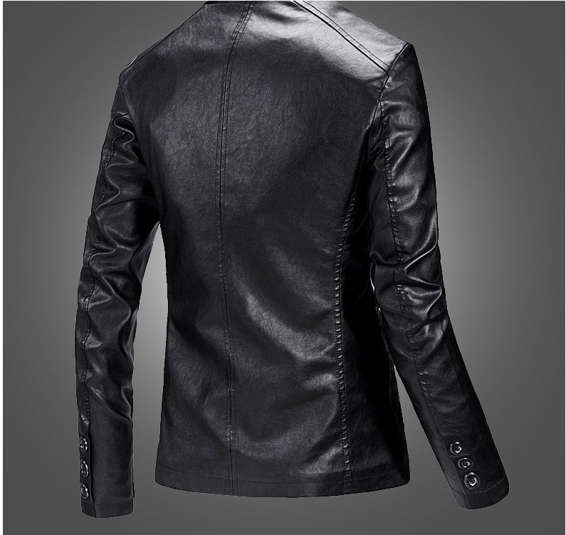 Slim Handsome Spring Leather Jacket Small Suit Men