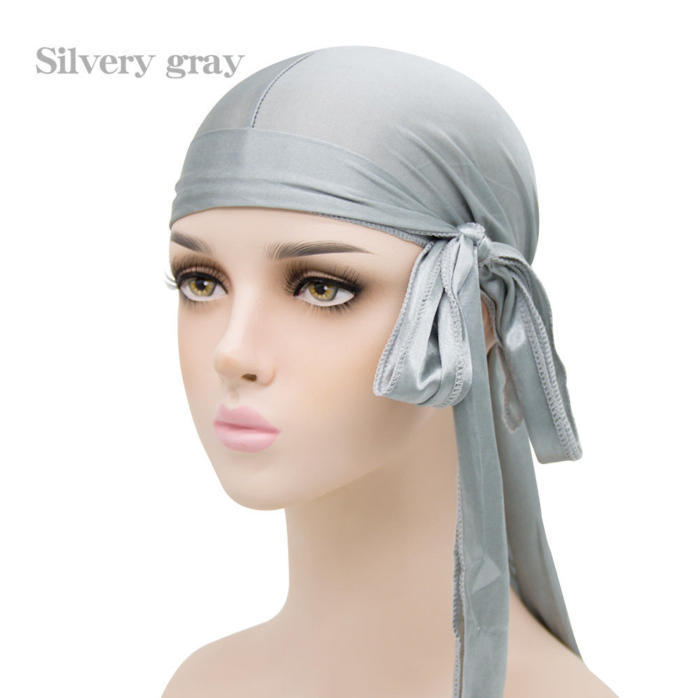 Imitation Silk Long Tail Turban Hat Silk Pirate Hat