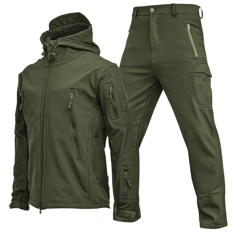 Outdoor Shark Skin Soft Shell Jacket Suit Men