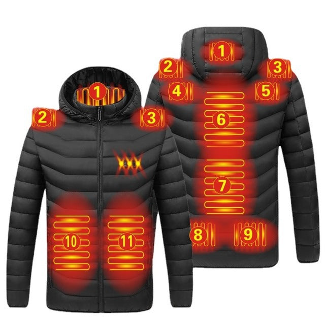 Chaqueta de hombre de algodón con calefacción inteligente con carga USB de algodón con calefacción de invierno