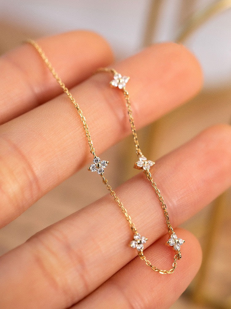 Female S925 Silver Plated 18K Gold Zircon Bracelet