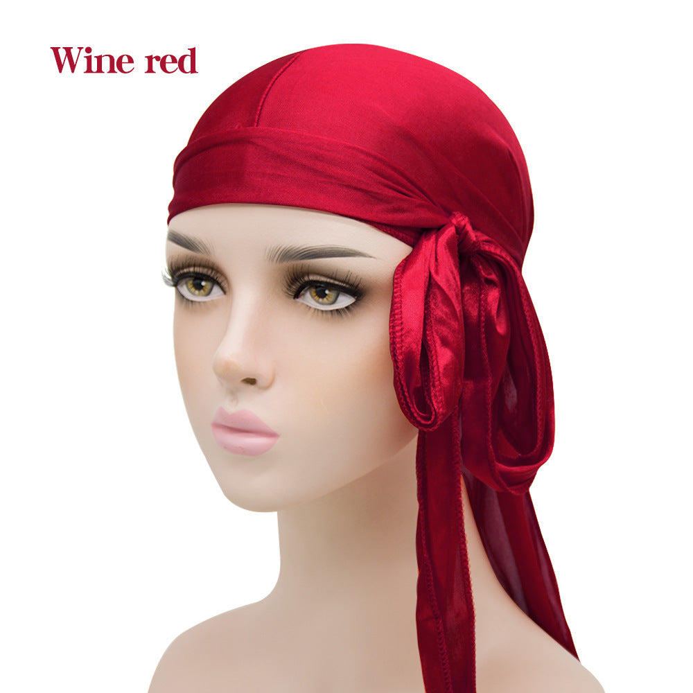 Imitation Silk Long Tail Turban Hat Silk Pirate Hat