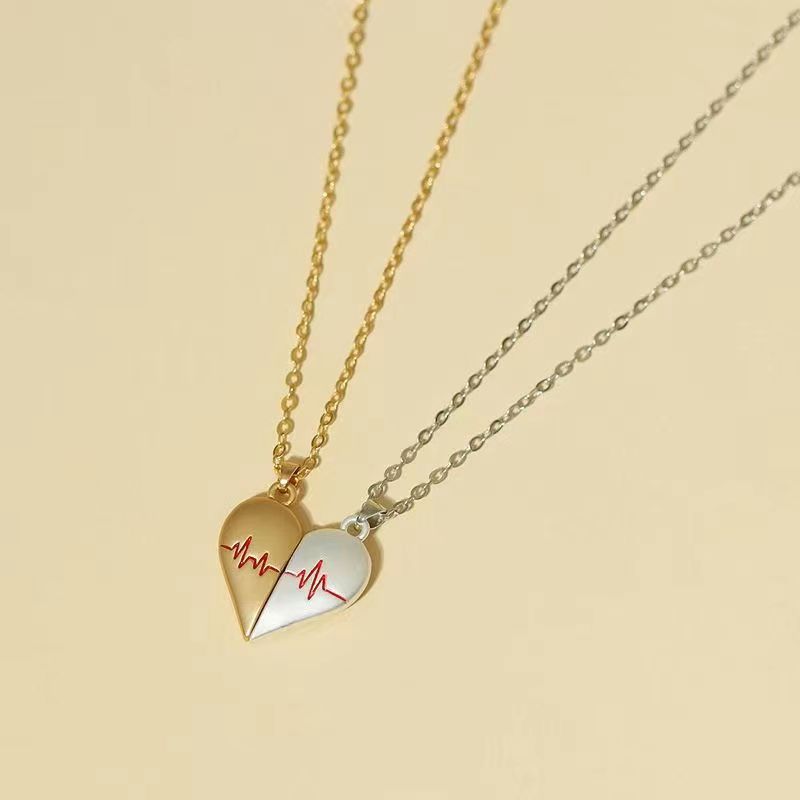 Heartbeat Magnetic Heart Necklace Love Couple Jewelry