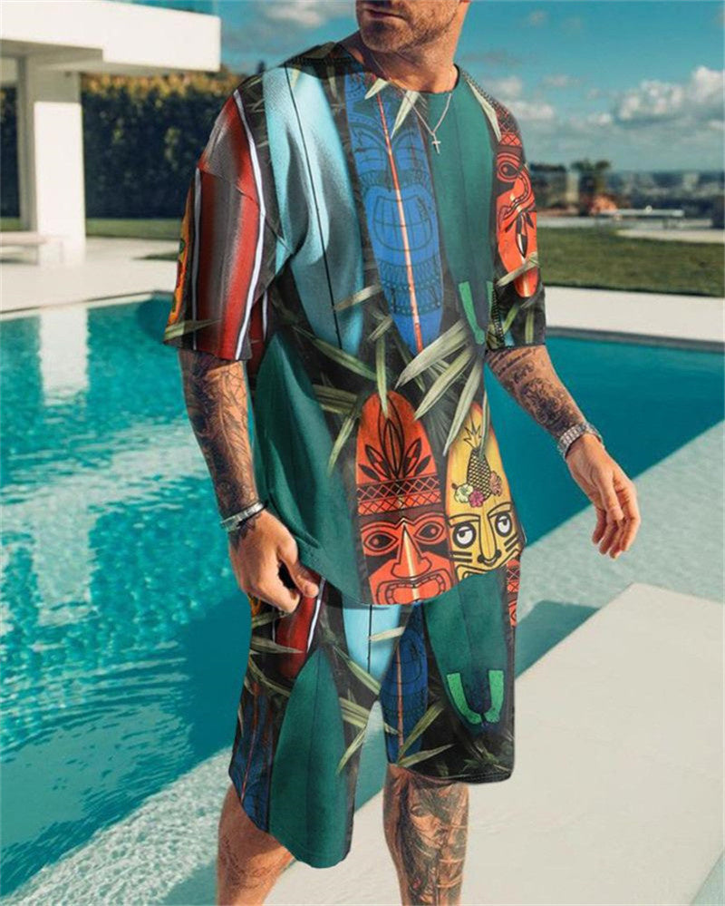 Fashion Men Casual Printed Sports Suit