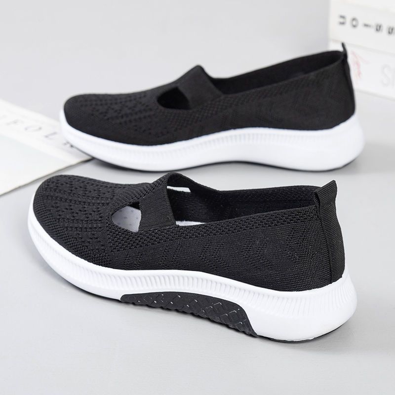 Women's Cloth Shoes Spring Style Soft Bottom Women's Casual Pumps Fly Woven Mesh Mom Shoes