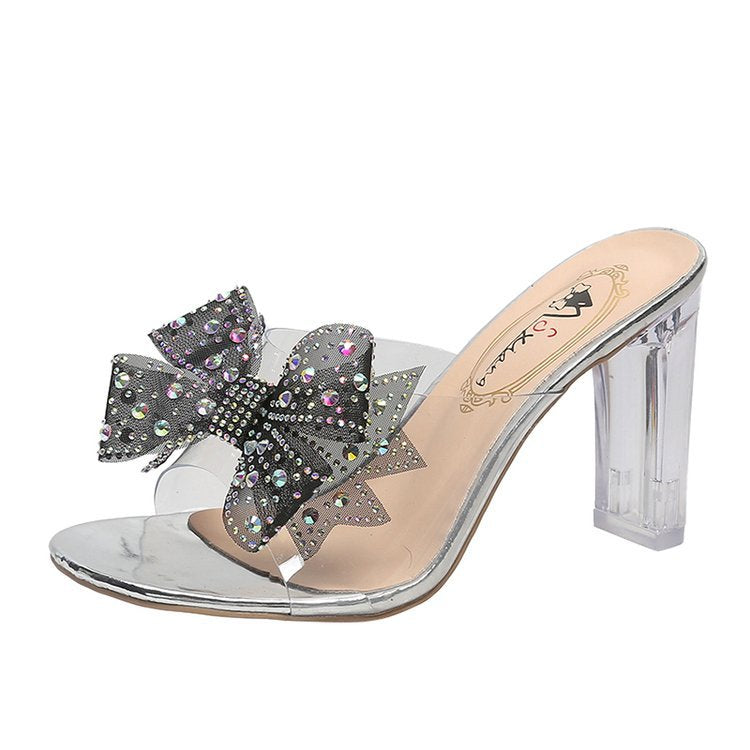 Women's Rhinestone Bow Flip Flops