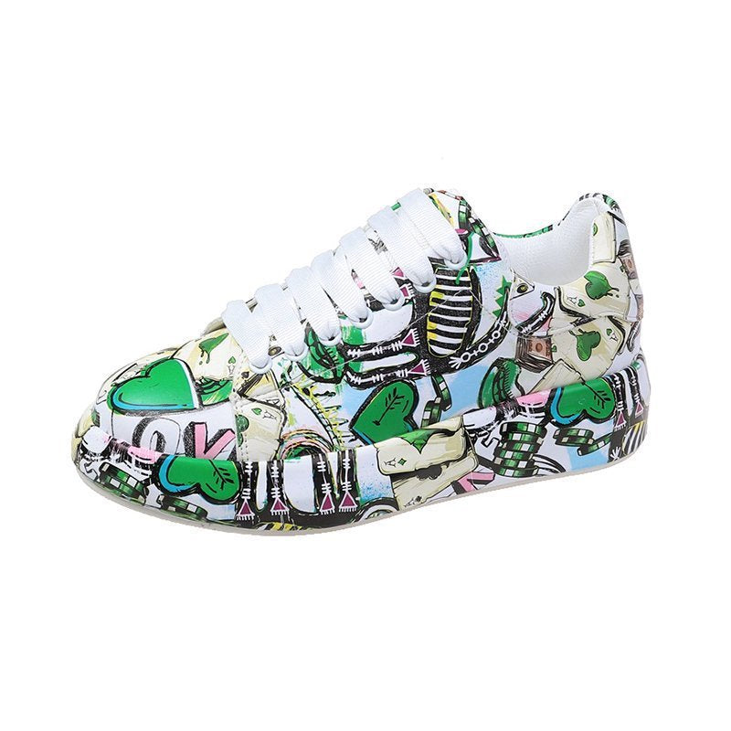 Damenmode-Plateau-Freizeitschuhe, bemalte Sneakers