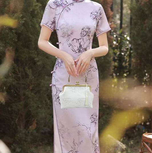 Cheongsam bordado de un solo hombro bolso de mensajero Retro Lei estilo antiguo mujeres