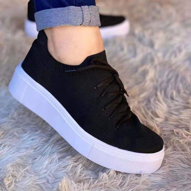 Casual Sneakers, Mesh Fly Woven Lace-up Sports Casual Shoes