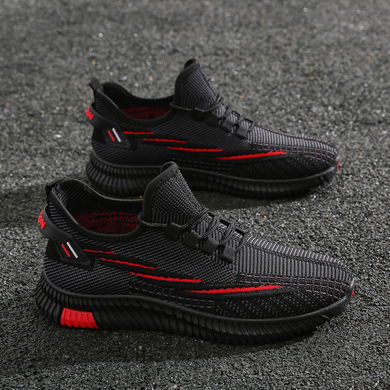 Men's Shoes Autumn Flying Woven Sports Shoes Men's Cloth Shoes Korean Fashion Soft Bottom Breathable Running Leisure Trendy Shoes