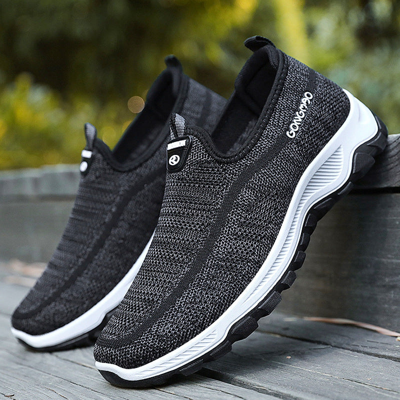 Men's Shoes Casual Flying Woven Men's Shoes Lazy Walking Shoes Casual Dad Shoes Old Beijing Cloth Shoes