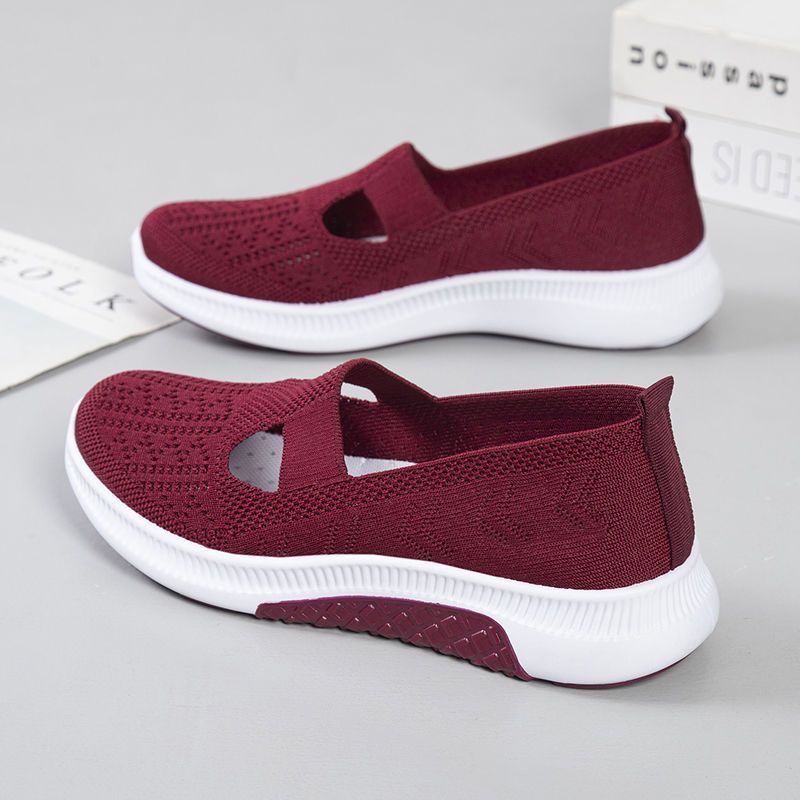 Women's Cloth Shoes Spring Style Soft Bottom Women's Casual Pumps Fly Woven Mesh Mom Shoes