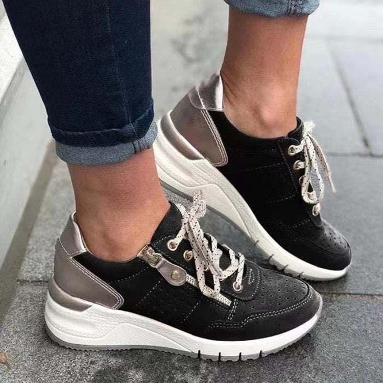 Fashion Lace-up Sneakers Women Cozy Tinck-soled Sports Shoes