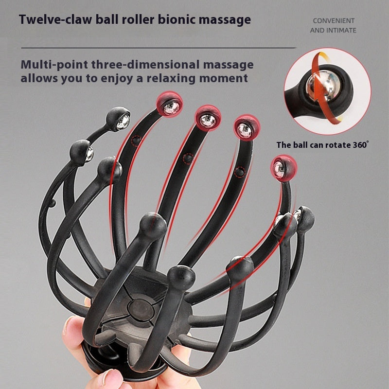 Manual 12-claw Rotating Ball Scalp Massager