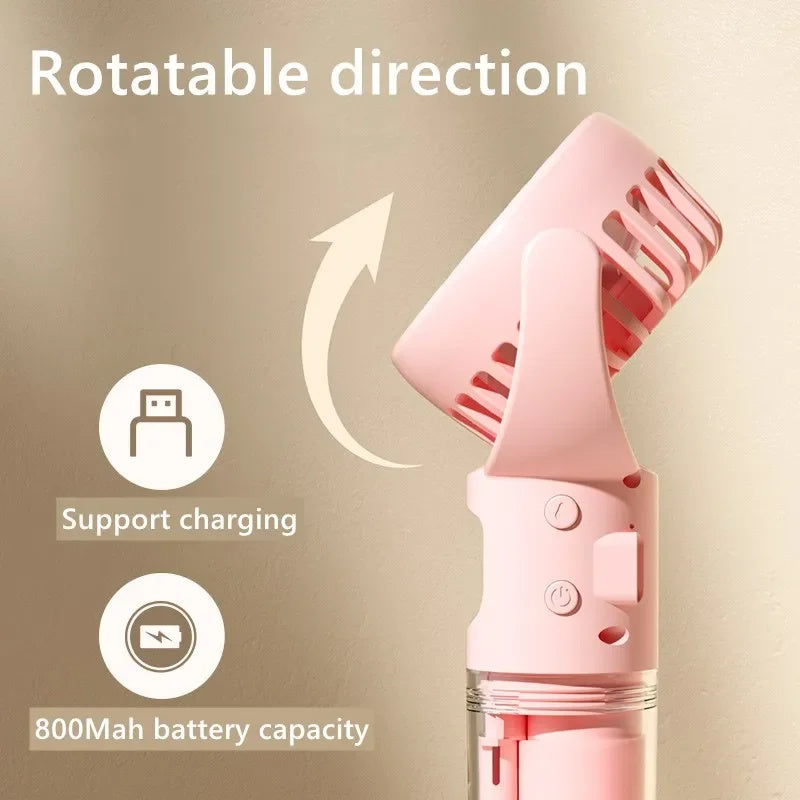 Portable Handheld Spray Fan 4-Speed Water Spray Mist Fan Summer Cooling Artifact USB Charging Summer Supplies Outdoor Mini Fan