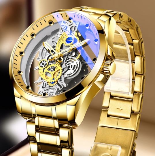 Men Watch Skeleton Automatic Quartz Watch Gold Skeleton Vintage Man Watch Mens Watches Top Brand Luxury