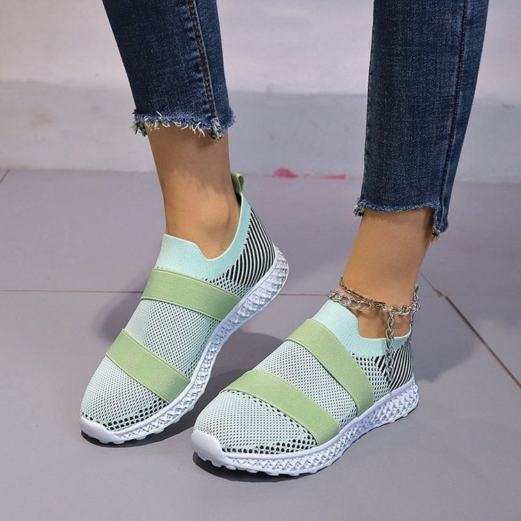 Autumn Set Of Feet Elastic Decoration Flying Woven Casual Shoes Women