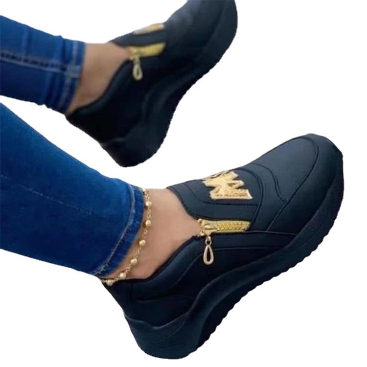 Platform Zipper One-Step Solid Color Casual Shoes