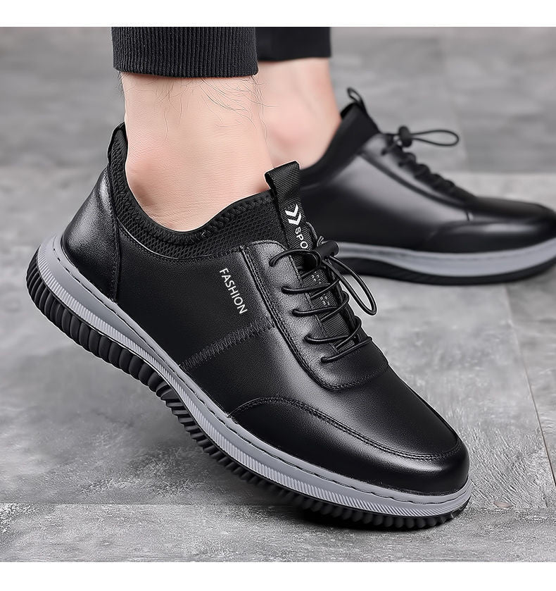 Men's Casual Leather Shoes Breathable Soft Bottom Soft Surface Board Shoes