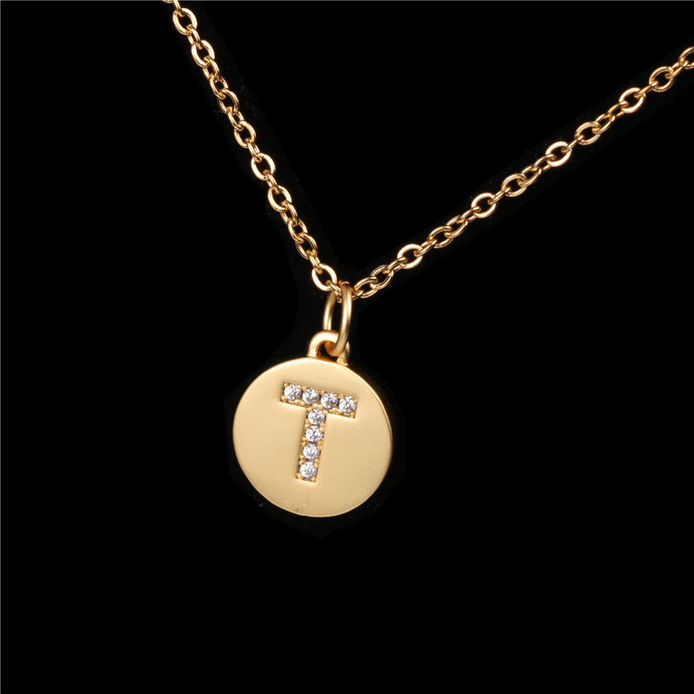 26 English Letter Pendant With Diamond Frosted Matte