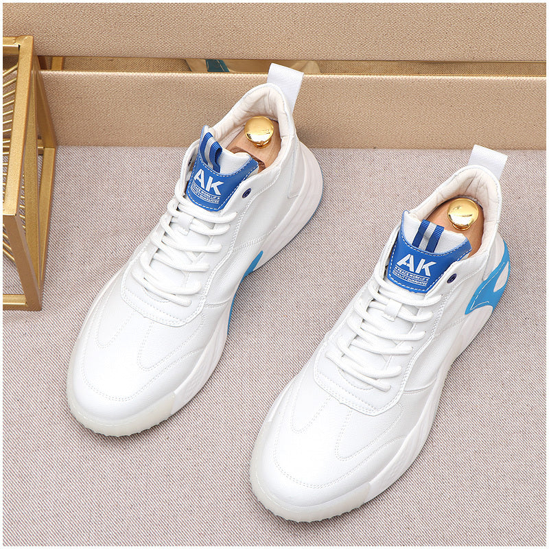 Men's White Blue Color Blocking High Top Casual Shoes