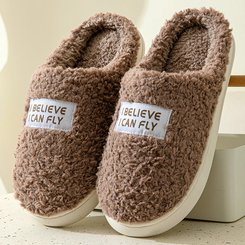 Cartoon Plush Cotton Slippers Women's Winter Warm Dormitory Non-slip