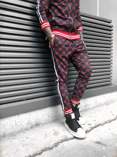 Sports Striped Sweatpants Men's Youth Casual Plaid Pants